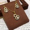 Natural White Shell Gradual Change Gourd Necklace Earrings Cold Premium Versatile Light Luxury Collarbone Chain Set