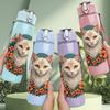 1PC Floral Cat Portrait Art 750ml Color Plastic Sports Water Bottle Leakproof Flip Straw Lid Suitable for Sports Office Home Use