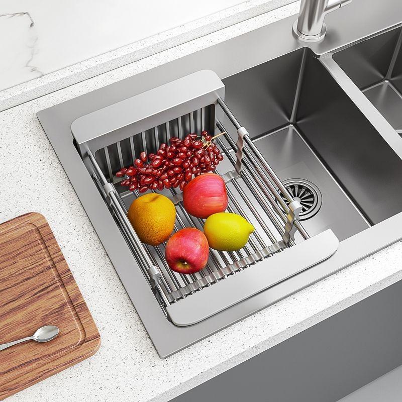 Retractable Sink Dishwasher Rack: Vegetable Washing & Drain Basket Shelf
