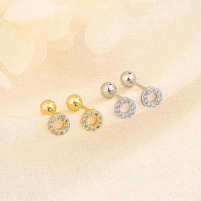 1Pair Flower Ear Studs Helix Cartilage Screw Earring Zircon Shining Butterfly Ear Studs For Women Piercing Body Jewelry Gift