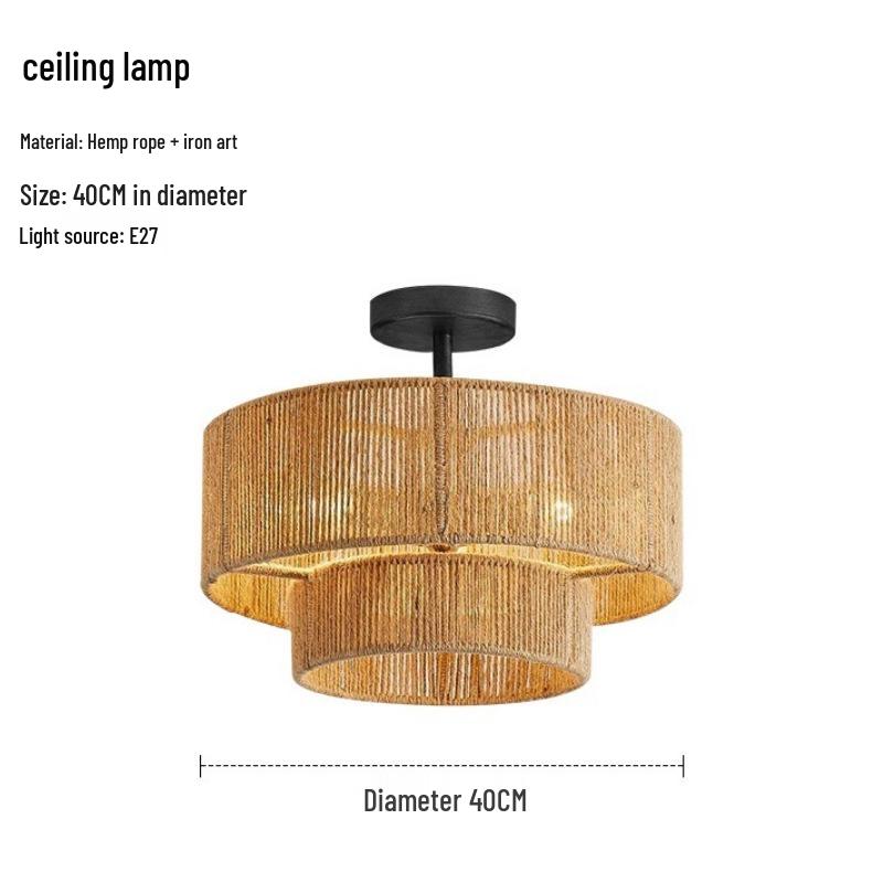 Wabi-Sabi Retro Hemp Rope Tassel Chandelier for Bedroom or Living Room