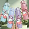 1PC True Love Tea Cups Print 750ml Color Plastic Sports Water Bottle Leakproof Flip Straw Lid Suitable for Sports Office Home Use