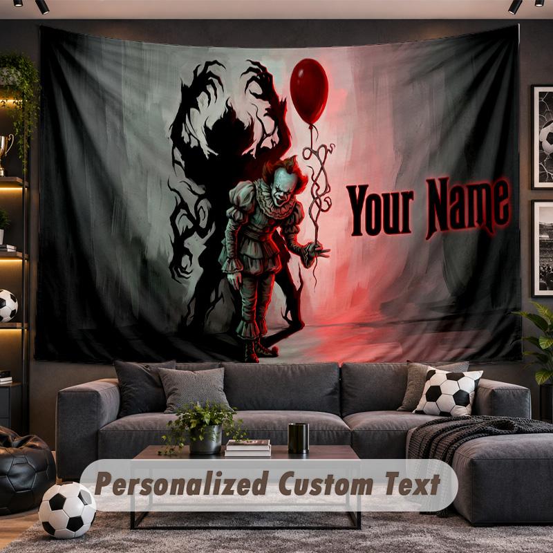 IT Pennywise Personalized Tapestry Support Custom Name, Wall Art Home Decoration