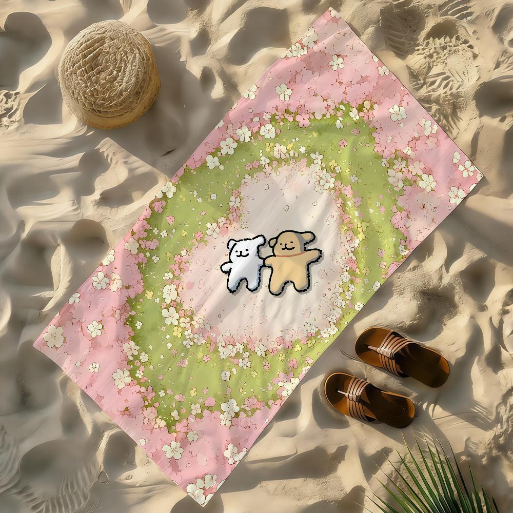 Cartoon Cute M-MalteseS Line Dog Towel Soft Lightweight Anti-Sand Large Beach Towel Quick-Drying Bath Sports Family