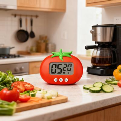 Digital Timer Clock with Backing Pocket Size Tomato Digital Timer for Kitchen Cooking Exercise and Study Magnetic Oven Timer