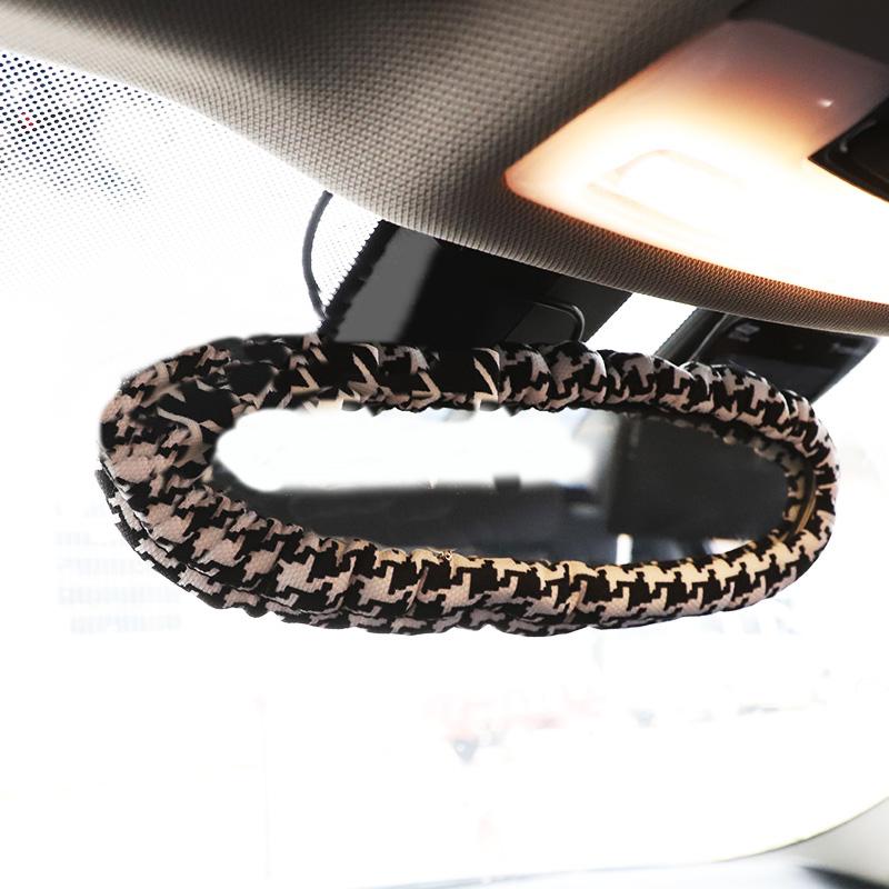 

Classic Plaid Bowknot Universal Car Mirror Cover Universal Stretch Auto Interior Rearview Mirror Case Decortion Accessories