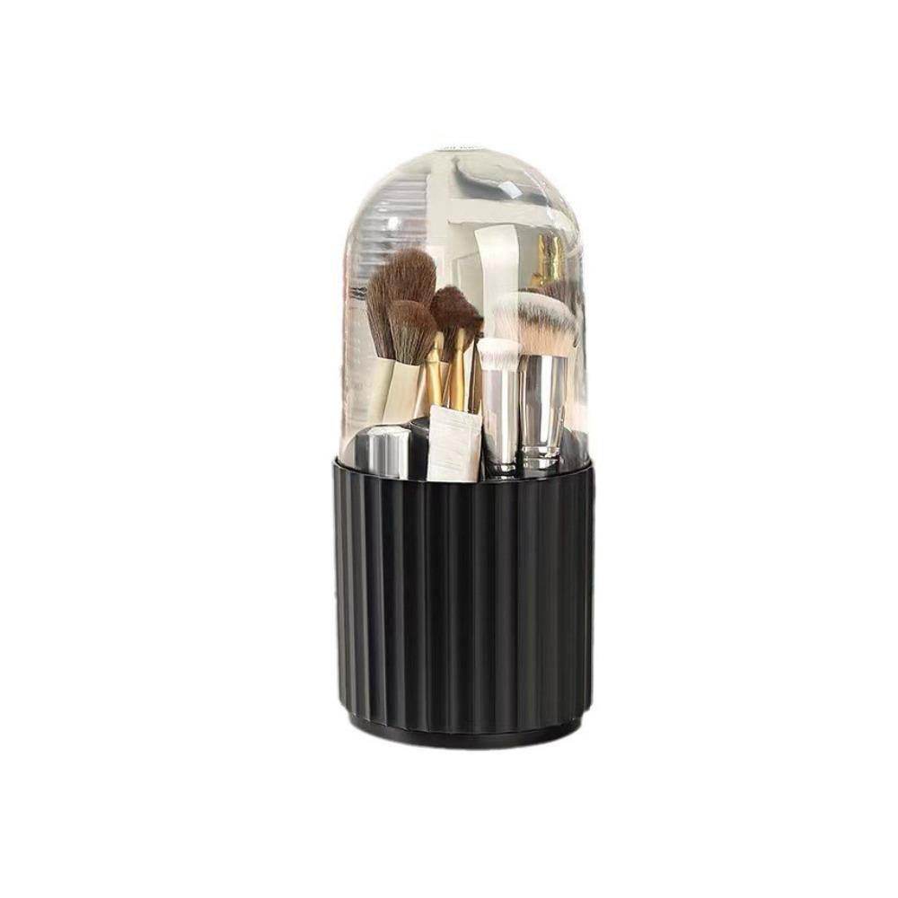 Rotatable Makeup Brush Cylinder with Cover Compartment Pen Holder Dressing Table Shelf  Collection