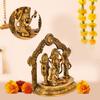 100% Pure Brass Ram Darbar Idol, Ram Sita Laxman Hanuman Statue, Gold - 7 Inch