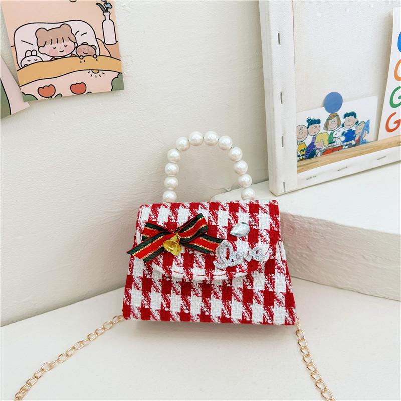 Adorable Red Pearl Handheld Princess Purse For Little Girls With Charming Cartoon Design