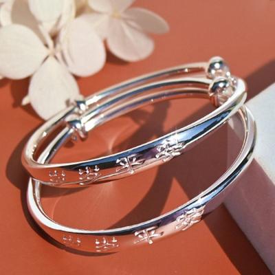 S999 Pulsera de Plata Maciza de Aniversario Segura para Bebé Bebé Mes Completo 100 Días de Edad Pulsera de Plata Pura Regalo Día del Niño 61