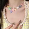 European and American ins star shell long necklace women's versatile high-end inlaid pearl dripping oil collarbone chain necklace