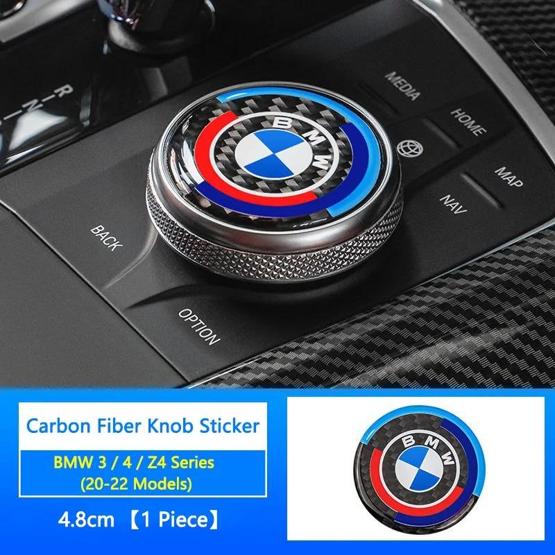 4.5CM 4.8CM Carbon Fibre Car Center Console Knob Stickers Decoration Accessories For BMW 1 2 3 4 5 6 Series GT Z4 X3 X4 X5 X6 X7 bzvm78