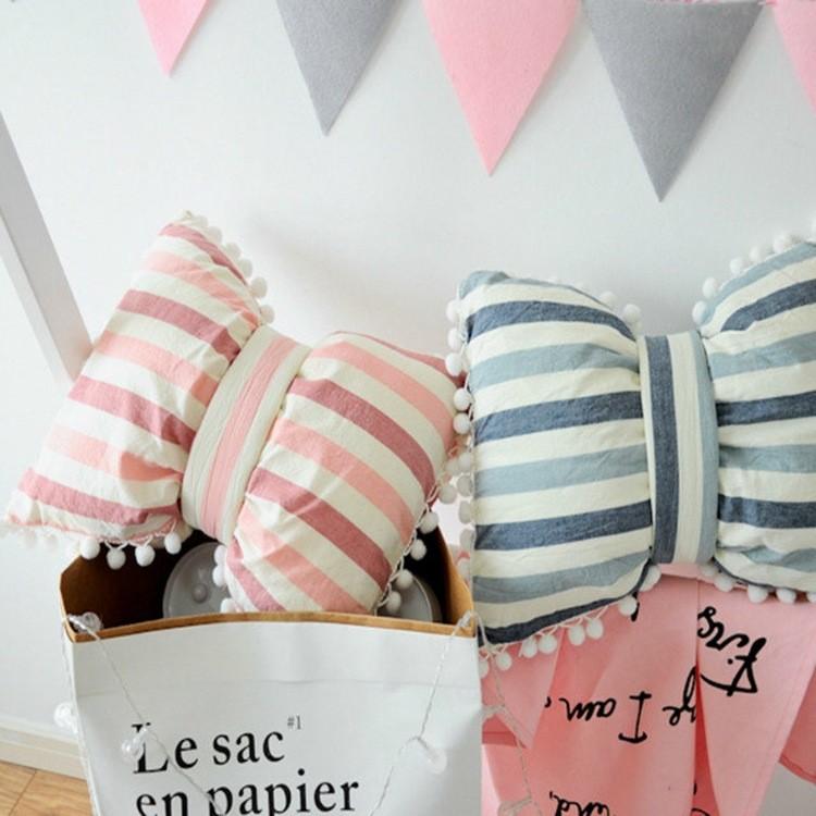 Bow Pillow Striped Cotton Girl Heart Floating Window Simple Decoration Home