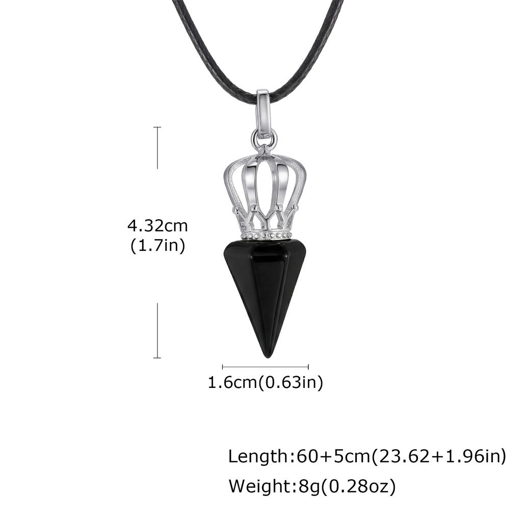 Modischer Zapfen Natürlicher Stein Anhänger Achat Tigerauge Stein Edelstahl Krone Verstellbares Seil Halskette Stilvoller Schmuck für Männer