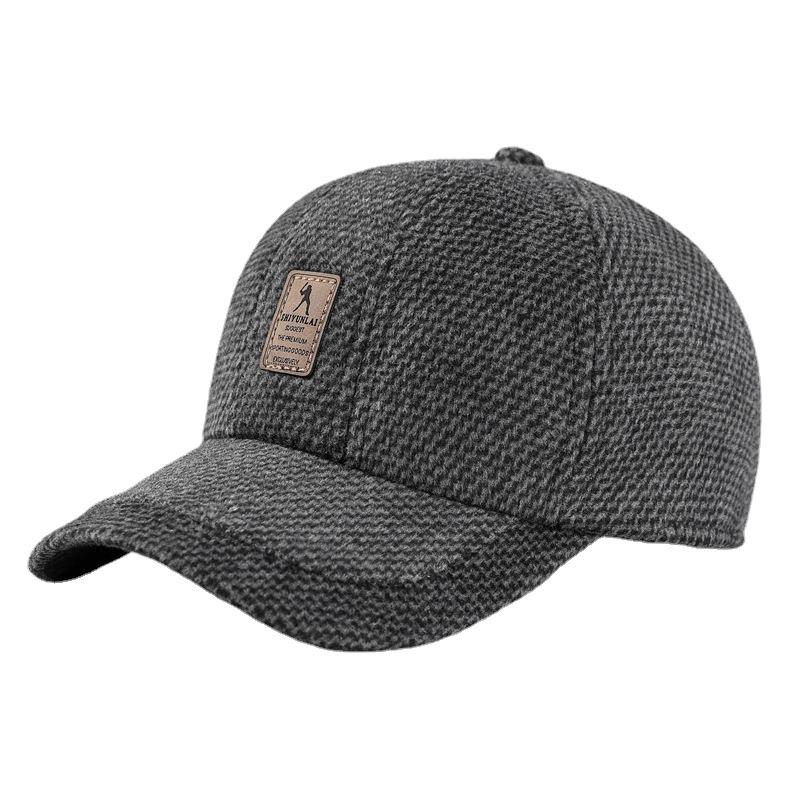 Hat Men'S Winter Warm Fleece Middle-Aged And Elderly Casual Ear Protector Baseball Cap Autumn And Winter Elderly Woolen Cap