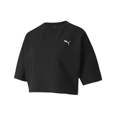 Evide Form Stripe Crop Tee Women Tops Black 597397-01