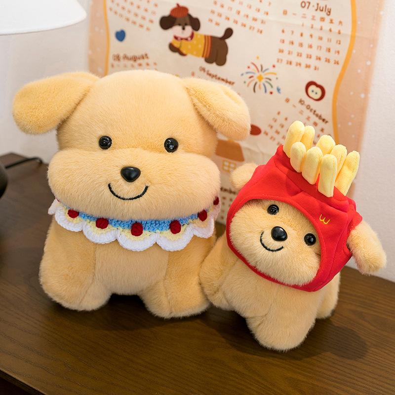 New French Fries Puppy Plush Toys Cute Golden Retriever Plush Doll Living Room Bedside Ornaments Children's Birthday Gift
