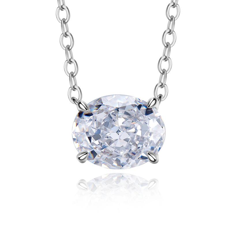 Mujing Luxury Radiant Oval White Diamond Necklace for Women