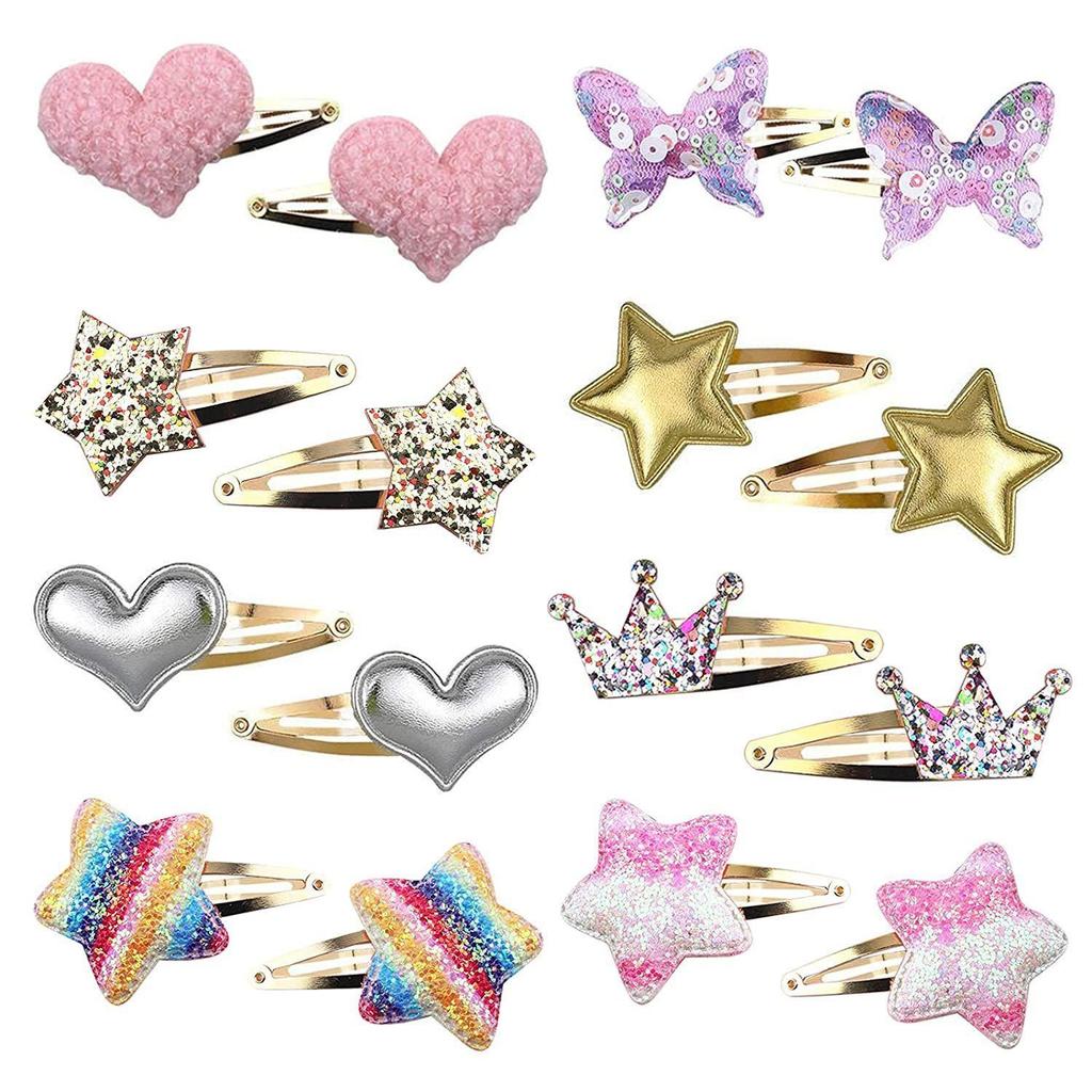 Sequin Cartoon Star Children's Butterfly & Heart Hair Clip Set
