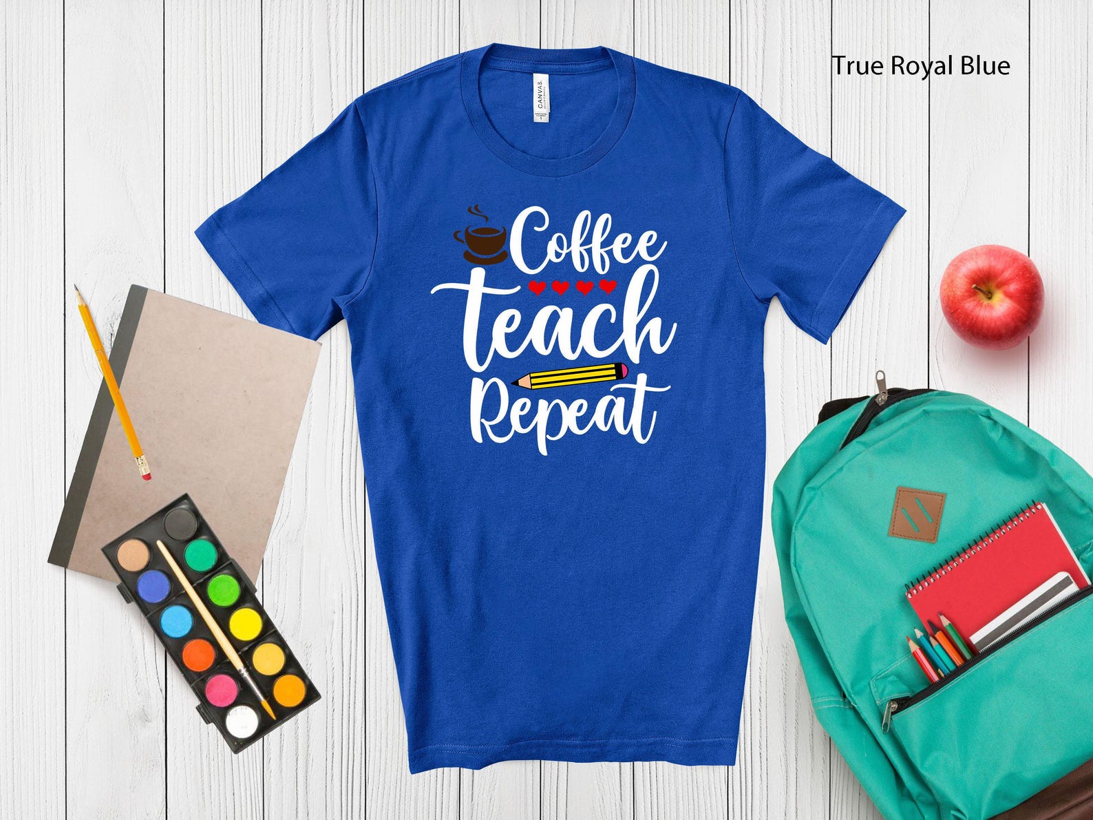 Coffee Teach Repeat T-Shirt | Funny Teacher Graphic Tee 2XL