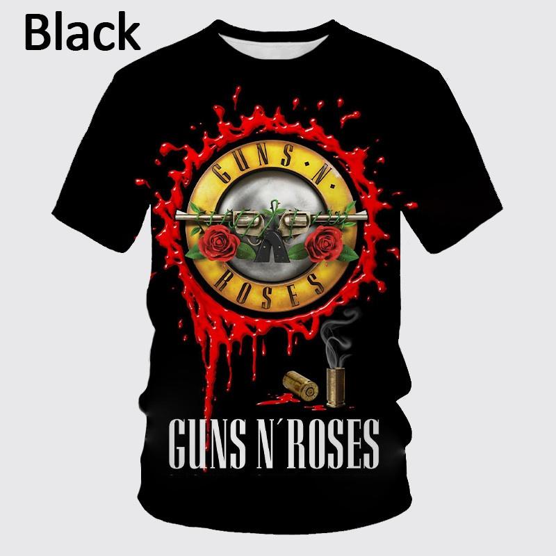 Sommer Rundhals 3D Guns N 'Roses Band Print Top Modische Lässige Kurzarm Herren T-Shirts