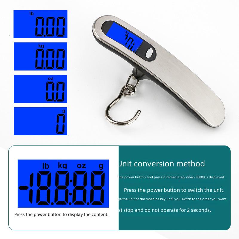 Kompakte Handgepäckwaage - 50 kg Kapazität, tragbarer elektronischer Wiegehaken.