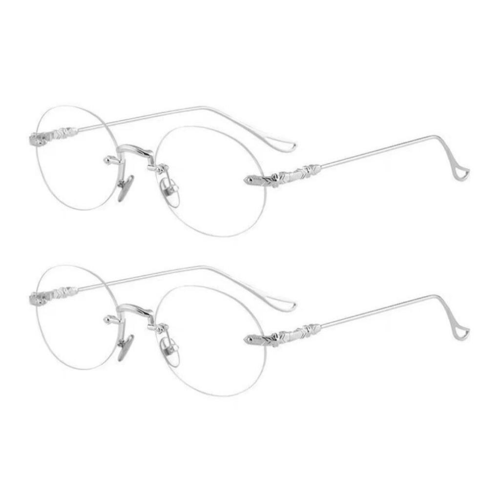 2PCS Frameless Plain Face Glasses for Female Instagram Style Small Face Anti Blue Light Glasses