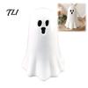 Cute Ghost Decor Ceramic Hollow Night Light, Halloween LED Glow Light Lamp, White Ceramics Figurine for Holiday Party Decoration Unique Gifts