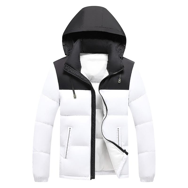 Light Thin Section of The Cotton Coat Men's Winter Fashion Clash of Colours Slim Simple Removable Cap Thickened Hooded Jacket Men