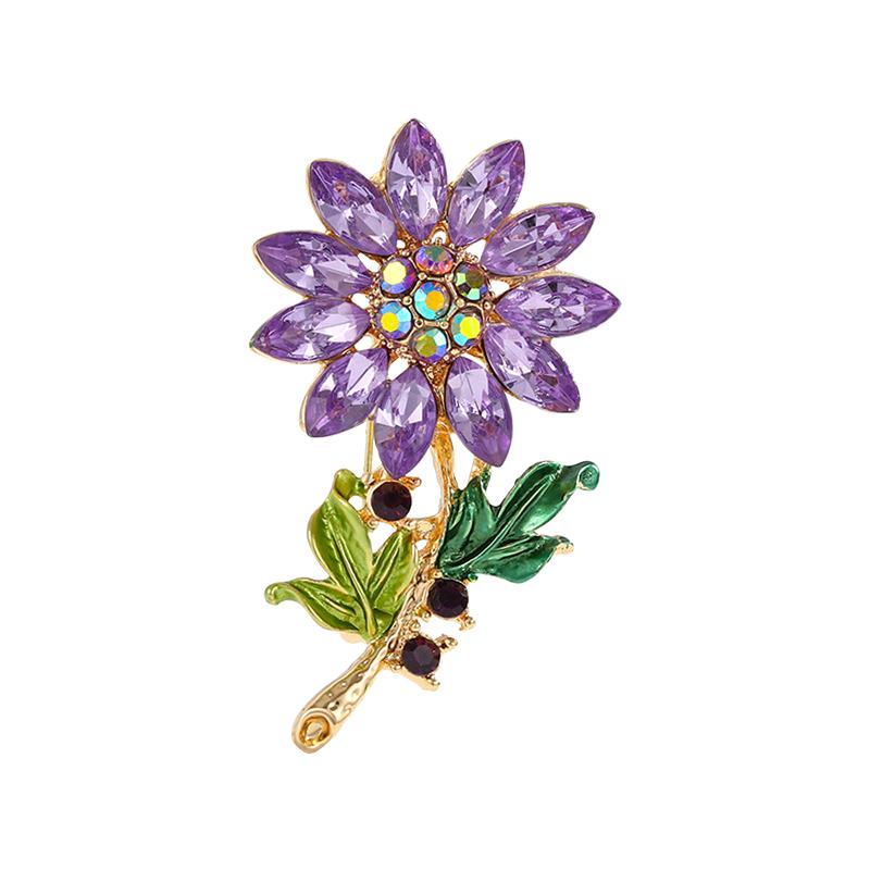 1PCS Vintage Crystal Leaf Style Brooches Crystal Plant Flower Brooches Costumes Badge Brooch Jewelry Women Clothing Coat Jewelry