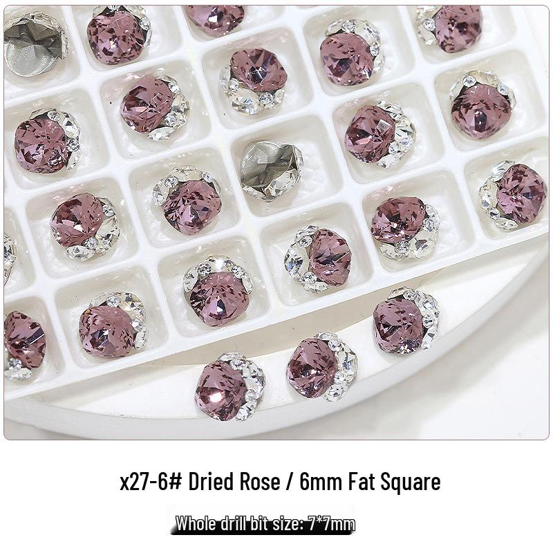 Flash K9 6mm Fat Square Rhinestones for Nail Art - Multi-faceted, No Base Holder, Wearable Nail Accessories