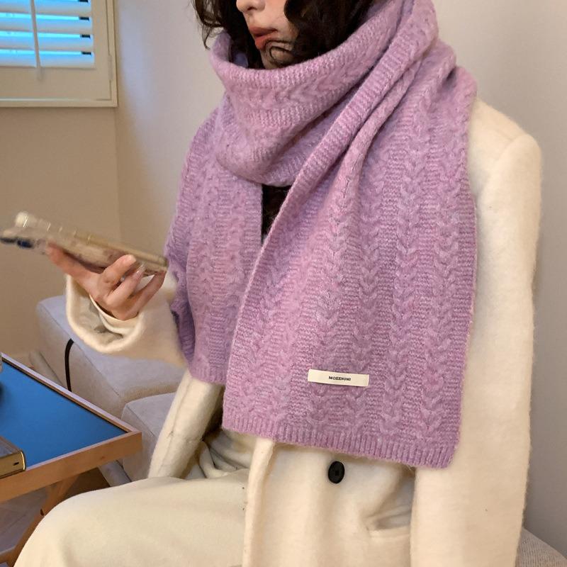 Wool knitted wool scarf winter men's and women's new high-end versatile scarf neck protection brown