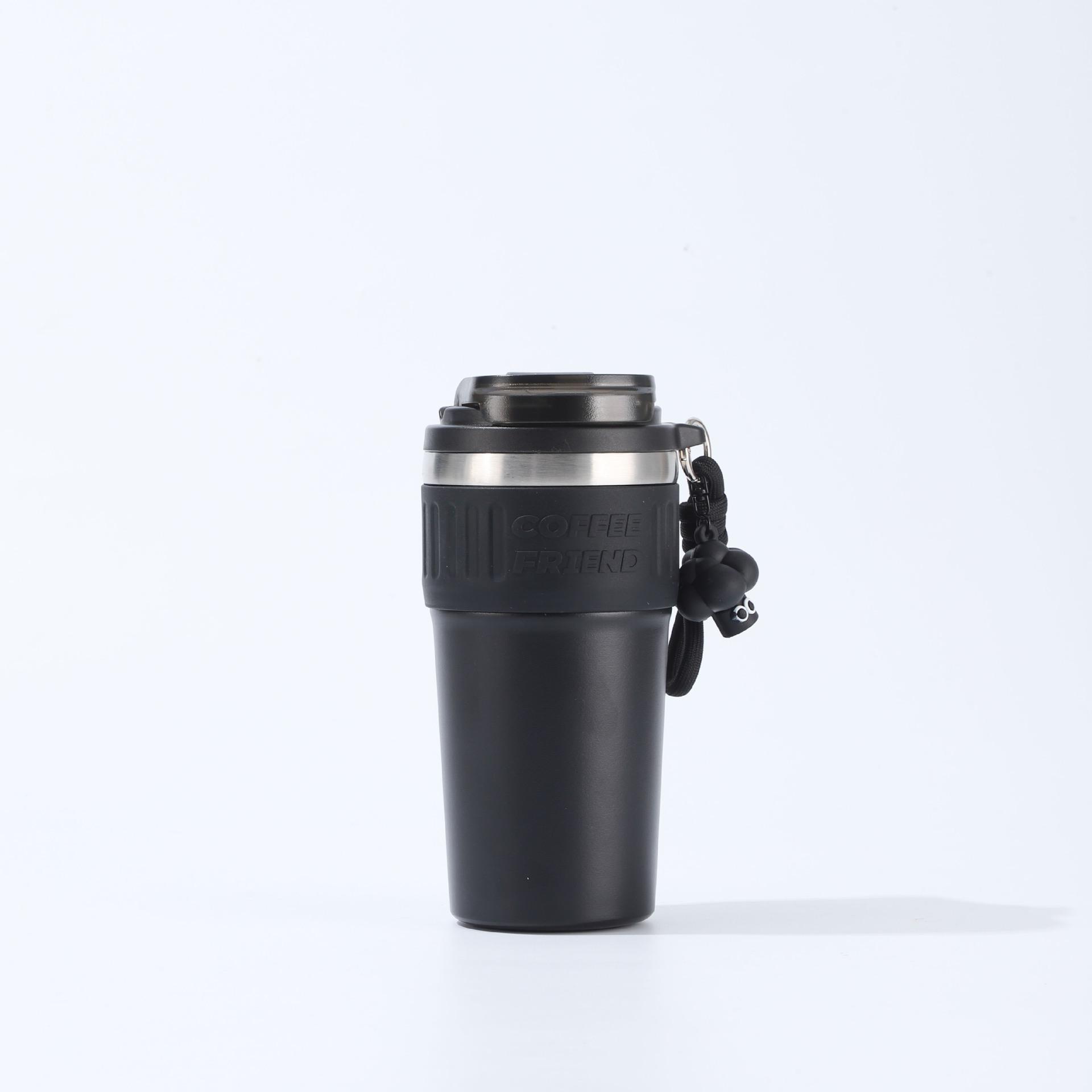 630ml 304 Stainless Steel Insulated Cup with Large Capacity for Home Office Coffee Cup and Double Drinking Cup with Lifting Rope 630ml чёрный
