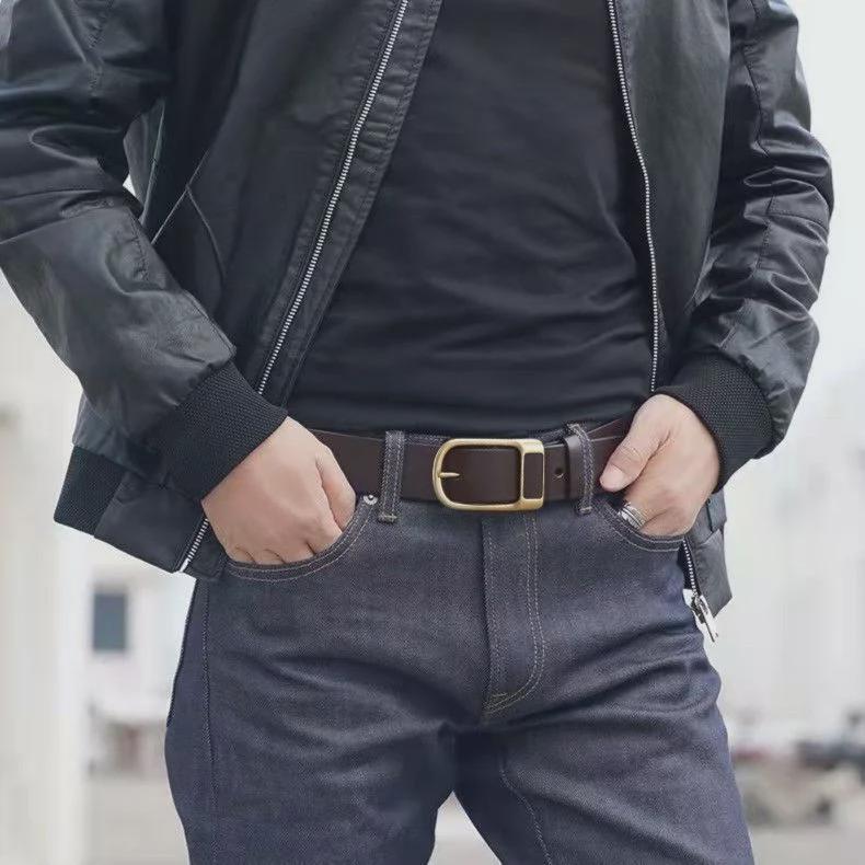 Cureaua Qingqi Paul pentru bărbați, din piele naturală, cu cataramă, pentru utilizare ocazională și de afaceri