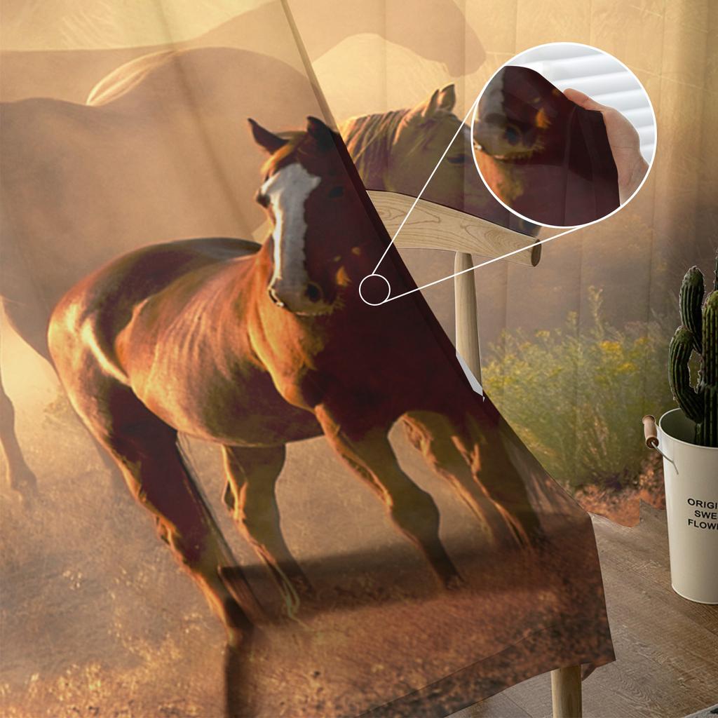 Wild Horse Animal Window Treatment Tulle Modern Sheer Curtains for Kitchen Living Room the Bedroom Curtains Decoration