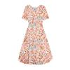 Women's Casual Fashion  Dress Easter Printed Round Short Sleeve Waisted Mid-Length Swing Dress (with Zipper)