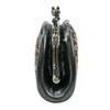 Indenya Inden Coin Purse 72H Deerskin Black with Pink Lacquer Snowdrop Pattern 1105-51-160