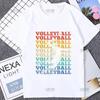 Fargerik volleyball kortermet t-skjorte for kvinner Harajuku Søt fargerikt balltrykk Komfortabel unisex-t-skjorte Uformell mote løs t-skjorte