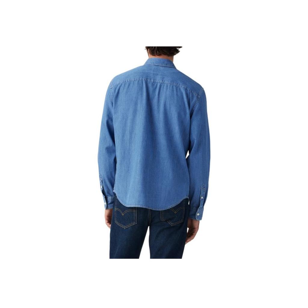Levis Solid Color Single-Breasted Long Sleeve Loose Shirt Men Shirts Blue A7210-0025