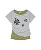 LMR Motif Embroidered Striped Layered T-Shirt Green