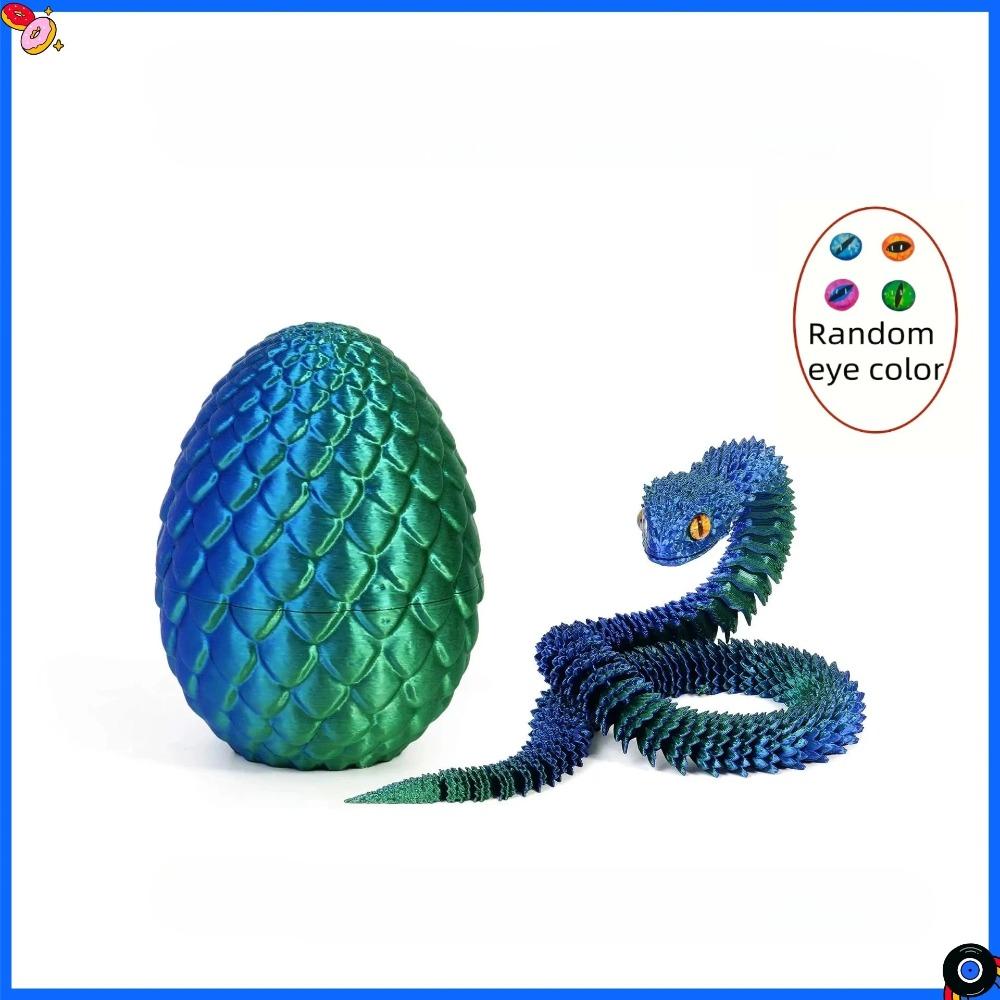 3D-gedrucktes Schlangenei mit flexiblem innerem Scharnier, Tier-Spielzeug, bewegliches Gelenk, Überraschungsei, Schreibtisch-, Heimdekoration
