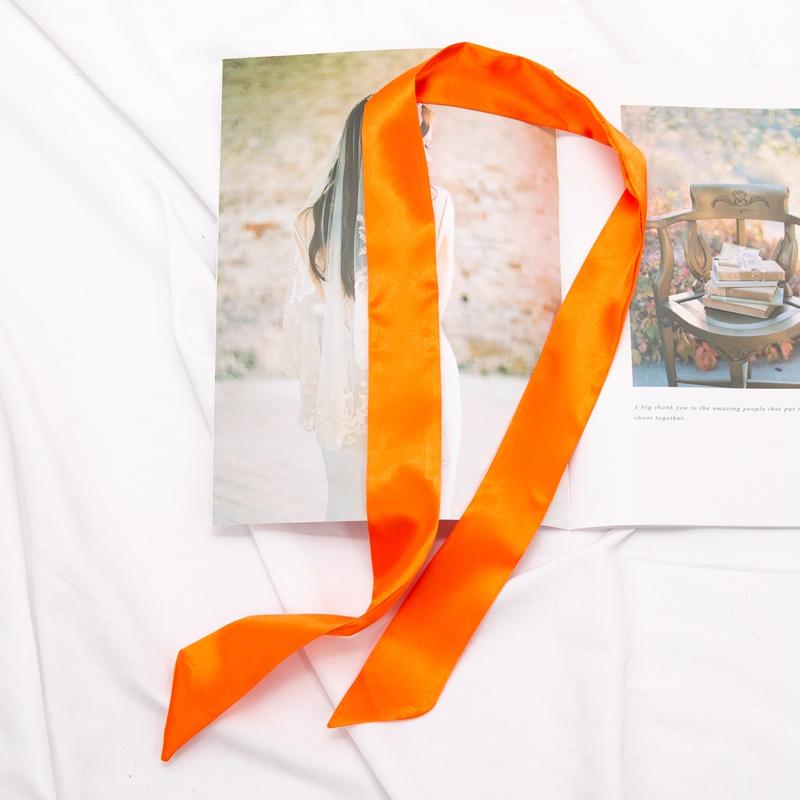 Neuer langer Taschenschal Damen Haarband Damen Accessoires Einfarbige schmale Schals Stirnband Satinband Krawatte Dekorative Taschenschals