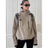 Windbreaker Jacket Women Autumn Vintage Hooded Coat Female Casual Loose Zipper Outdoor Jackets Ladies Neutral Style Outerwear