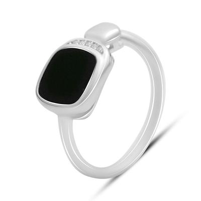 Silver Ring with Natural Onyx, Product Weight 2.33 G (60002118)