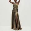 Spring new models, sexy and elegant neck-hanging off-the-shoulder slim-fitting dress and long dress.