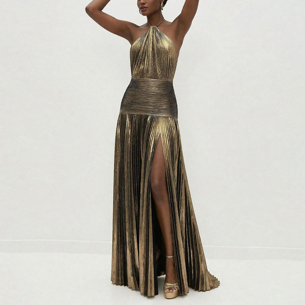Spring new models, sexy and elegant neck-hanging off-the-shoulder slim-fitting dress and long dress.