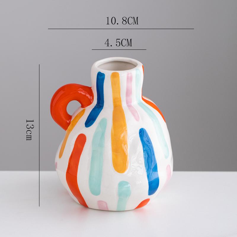 Handmade painted ceramic vase hotel exhibition niche flower ware Creative ceramic decorative vase Flower Arrangement Decoration