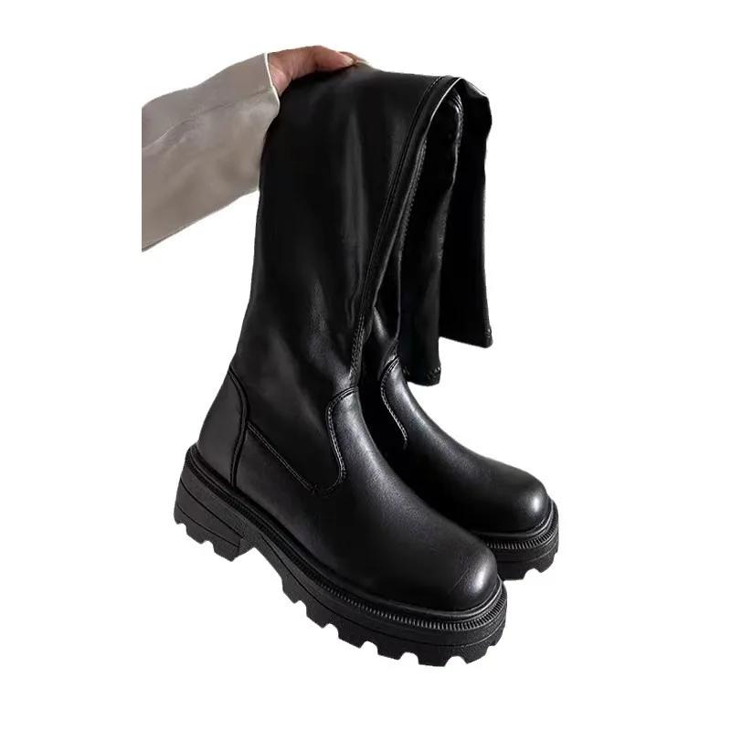 Fashion Ladies Fashion Knee Boots High Heels Thin Tall Autumn Winter Warm Thick Sole Elastic Boots Tall Rider Boots Botas De Mujer