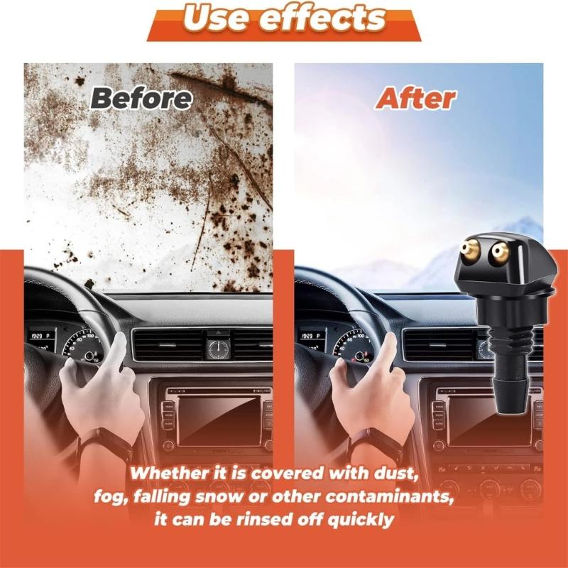 Universally Front Windshield Wiper Arm Washer Nozzle Spray Unit with 2 Holes Wiper Water Spray Jets
