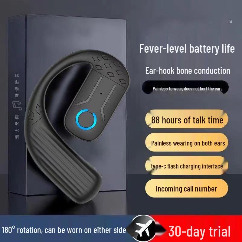 

Premium True Wireless Bluetooth Ear-Hook Headset for Business and Sports - Long Standby, Compatible with All Mobile Phones